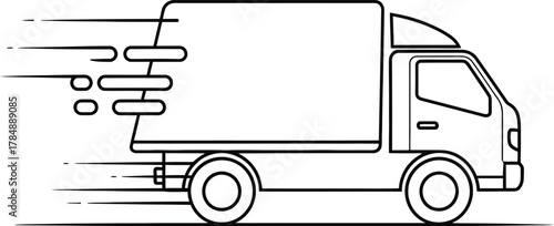 Fast delivery truck in motion, conveying speed and efficiency for logistics.