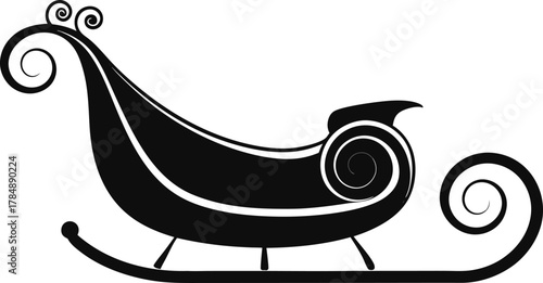 Elegant black silhouette of a classic christmas sleigh