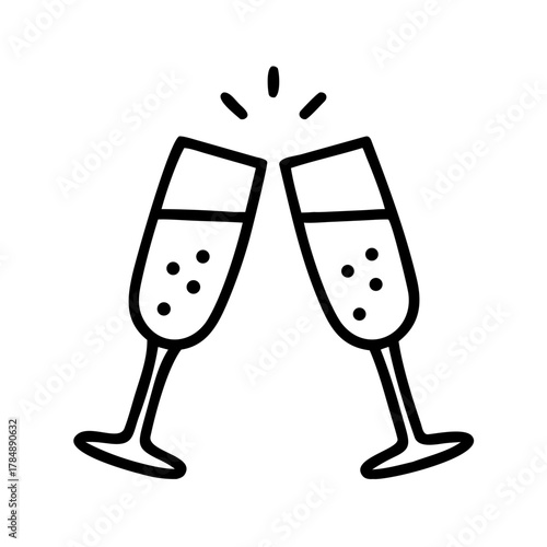 two glasses of champagne vector illustration	
