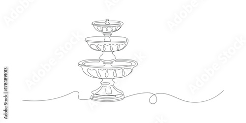 Continuous Fountain Water one line art drawing