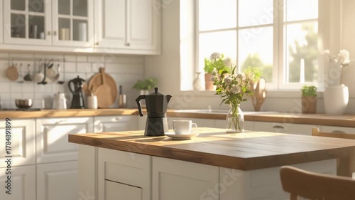 Wallpaper Mural 柔らかな光に包まれるキッチンでドリップケトルから香るモーニングコーヒーの穏やかな時間 Torontodigital.ca