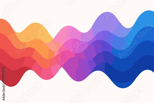 Abstract wave pattern with colorful gradient from red to blue creating dynamic visual flow