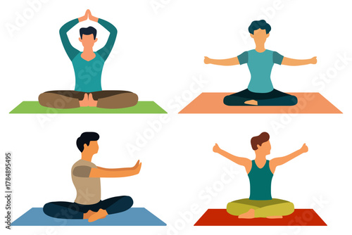 People Practicing Yoga Poses Illustration