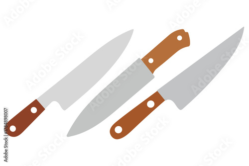 Kitchen Knives with Wooden Handles Illustration