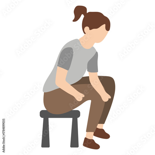 Woman Sitting on Stool Illustration