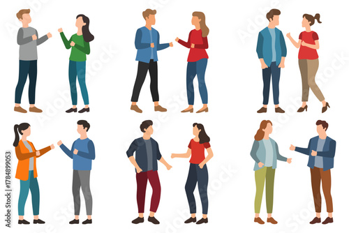 Couple Standing and Talking Illustration Set