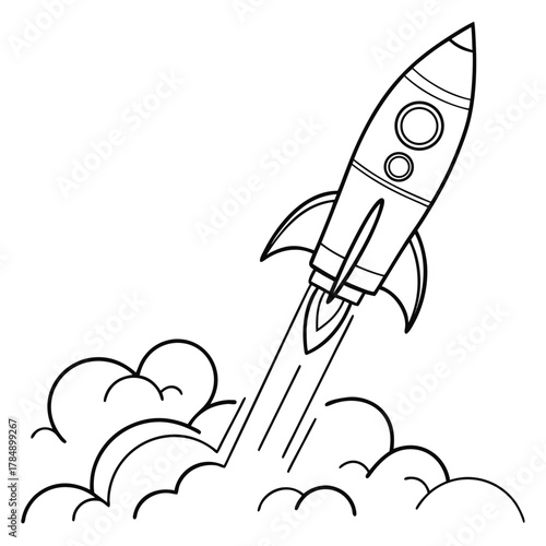 Rocket launch with smoke trail