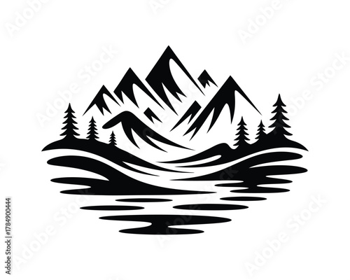 Mountain Lake Landscape Illustration Vector