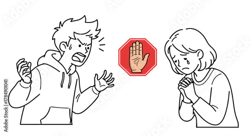 Stop Domestic Abuse and Violence Illustration, Dont Yell at your Mother, Love Your Mother..