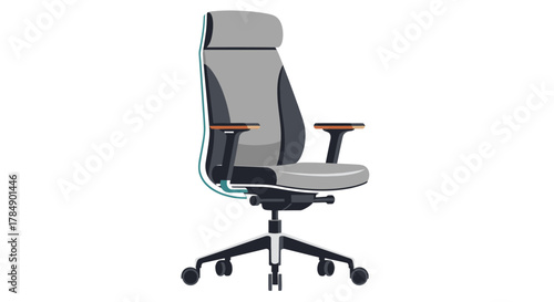Modern ergonomic office chair in gray and black with a high back, armrests, and swivel base