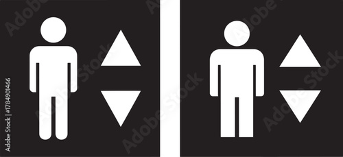Elevator signs with up and down arrows silhouette