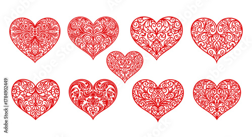set of red hearts