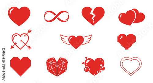 set of red hearts