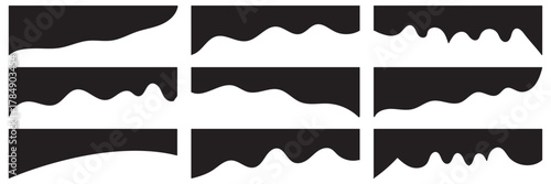 Collection of wavy Red decorative border for web design element vector. Website divider border vector illustration. Collection of dividers shape red templates.Red curve top headline. banner header