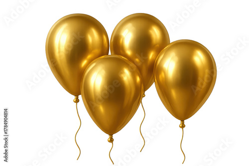 Golden balloons flying, celebrating success, luxury, and festive events with elegant party decoration
