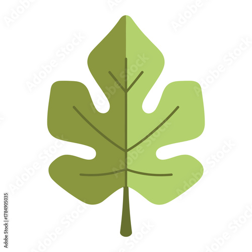 a minimalist modern vector icon of a watermelon leaf, using muted green, olive, and mint hues, isolated on a solid white background.