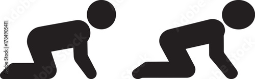 Two figures in a kneeling silhouette posture silhouette