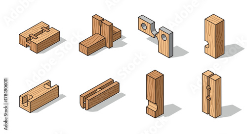 Durable wooden joinery techniques demonstrated with isometric precision for carpentry and construction projects