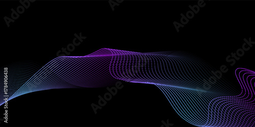 Vector wave lines smooth flowing dynamic blue purple pink gradient isolated on white background for concept of technology, digital, communication, science, music