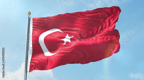 4K Turkey flag waving in the wind - realistic Turkey flag animation in high resolution, perfect for Turkey national day, independence, travel and patriotic video projects