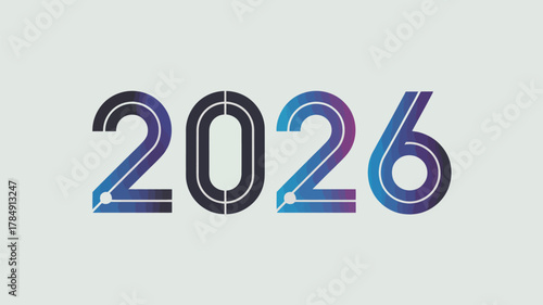 Futuristic glowing numbers 2026 with a cosmic nebula gradient effect against a neutral background symbolizing the upcoming year and future possibilities