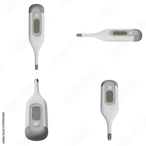 3d render of digital thermometer isolated on transparent background