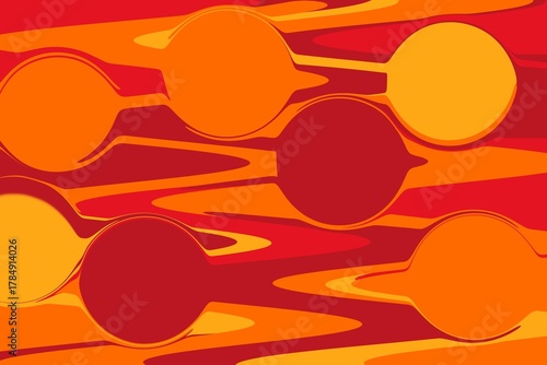 Vibrant Abstract Graphic Design Background with Wavy Orange and Red Overlapping Circles