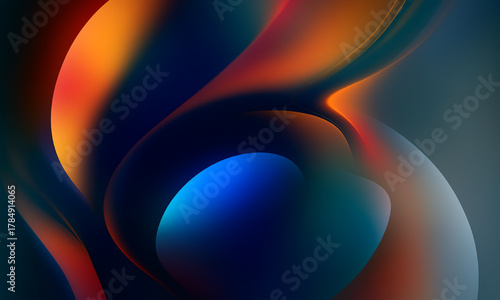 Dynamic colorful fractal wave pattern background illustration with glowing orange and yellow fire elements