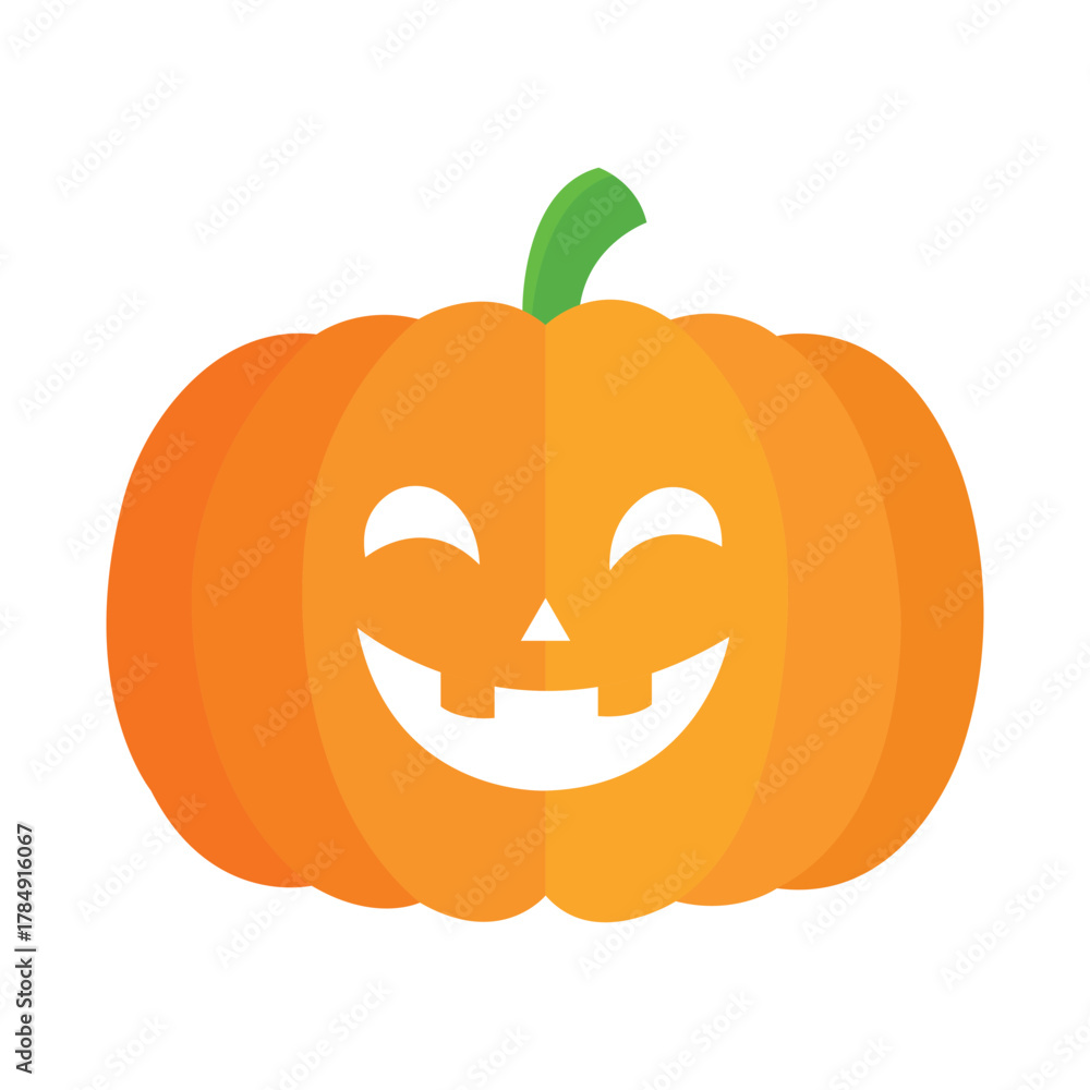 Fototapeta premium Smiling Halloween Pumpkin Vector in Flat Design Style