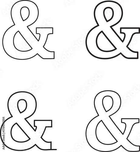 Four identical ampersand symbols arranged in a grid on a white background