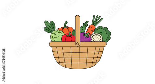 Vibrant basket overflowing with fresh, healthy vegetables ready for delicious meals and healthy living