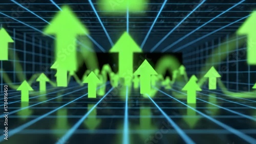 Wallpaper Mural Arrows Growing Upwards on a Grid, Growth and Data Concept Torontodigital.ca