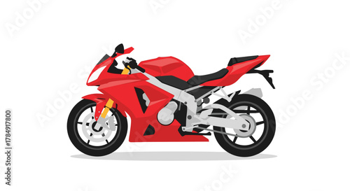 Sleek red sport motorcycle ready for thrilling adventures on open roads, capturing speed and freedom