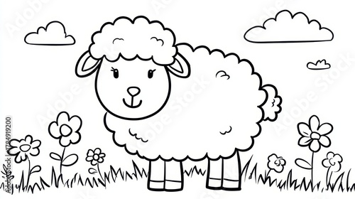 Fun Black and White Sheep Coloring Page for Creative Expression