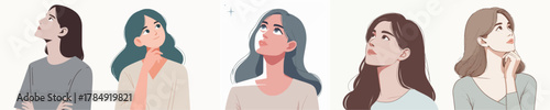 vector of woman looking up