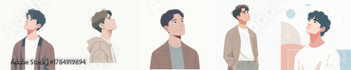 vector of young man looking up