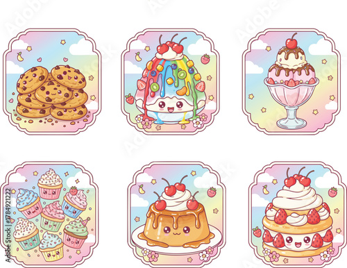 Kawaii Dessert Vector Set