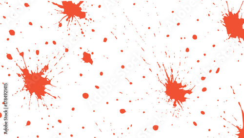 Red Paint Splatter Grunge Background with Ink Drops on White