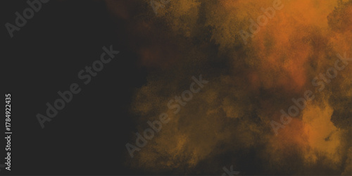 Brown texture. Orange powder explosion on black background. grunge and grainy abstract Flying through stormy brown clouds .
