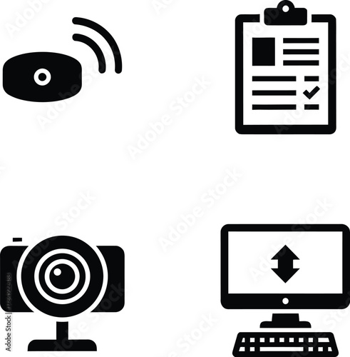 Essential digital devices and office tools icon collection