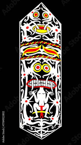 shield carving from the Dayak Taman tribe in West Kalimantan, Indonesia