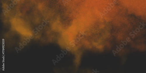 Brown texture. Orange powder explosion on black background. grunge and grainy abstract Flying through stormy brown clouds .