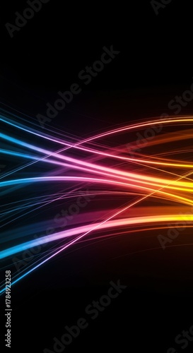 Dynamic, glowing lines and abstract energy flow across a dark canvas, creating a powerful, futuristic digital backdrop for various concepts ,technology ,cyberspace ,background
