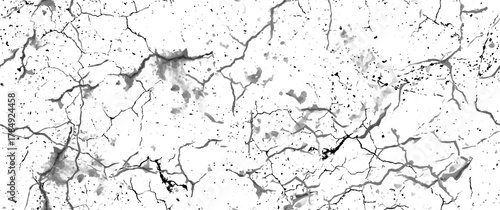 Distress Grunge Texture. Seamless Pattern. Halftone Old, Retro Background. Broken, Cracked Wall Texture. Scratched, Dirt Print. Black and White Grunge Style. Noise Rough Design. Vector Illustration.