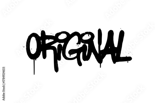 Original Word Black Spray Paint Graffiti Style with Drips