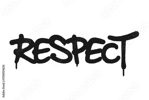 Black spray painted RESPECT word graffiti on white background with drip effect