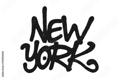 Black spray painted graffiti style New York text