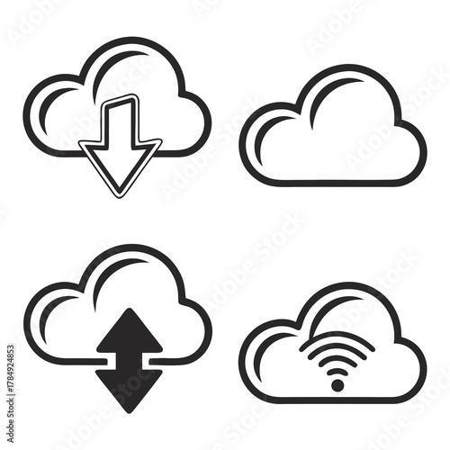 Cloud computing vector icons, data storage concept