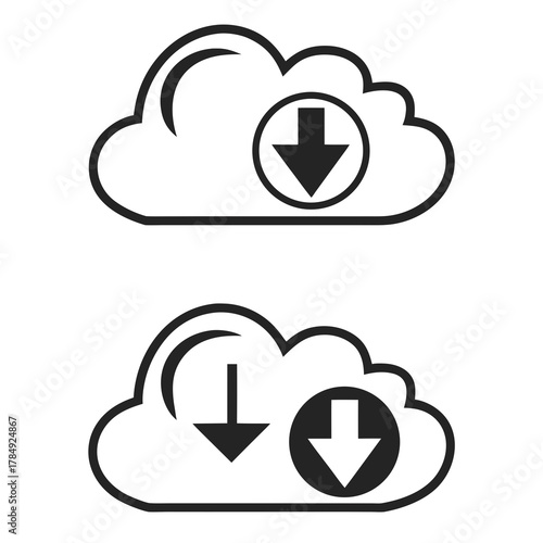 Cloud download vector icons, data storage concept