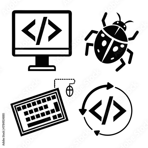 Software development and debugging icons collection